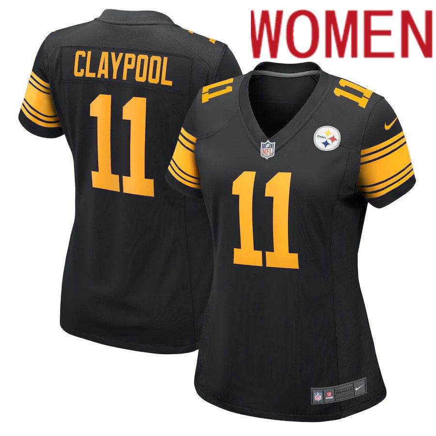 Women Pittsburgh Steelers #11 Chase Claypool Nike Black Alternate Game NFL Jersey->women nfl jersey->Women Jersey